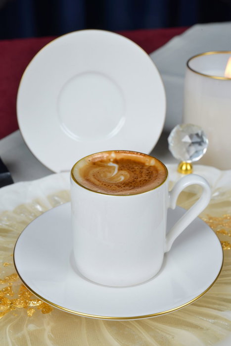 Hermia Hayal Altın Juego de tazas de café Blanco y dorado